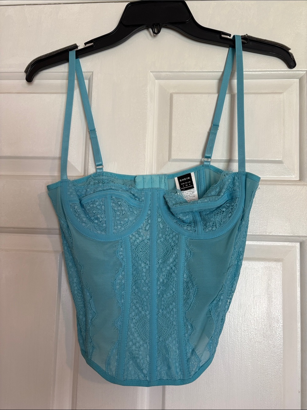 SHEIN S Bustier Crop Top Aqua Blue